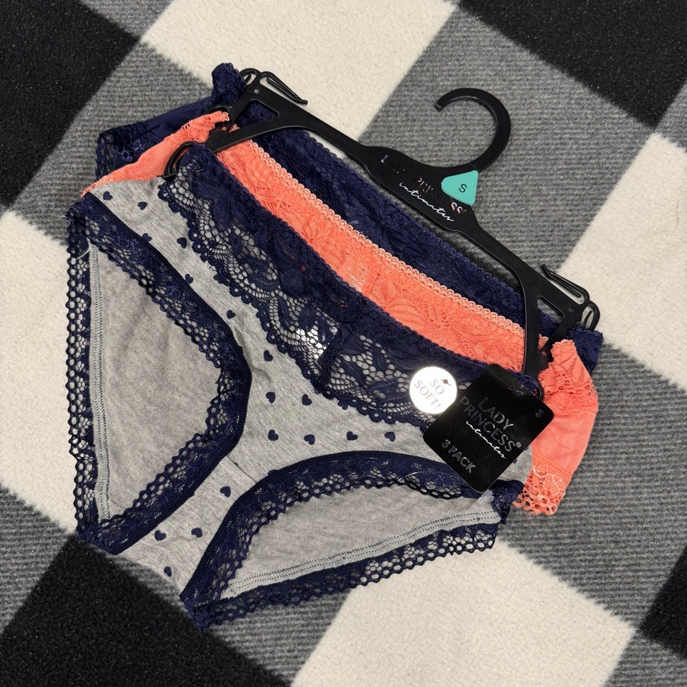Kids Lace Trim Bottoms - Gray and Coral